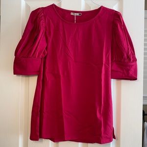 Dorose hot pink, puff sleeve blouse, size M, NWT